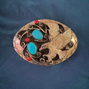 Vintage Eagle Turquoise Belt Buckle [Jewelry 026]